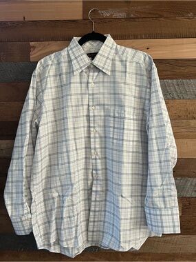 Ben Sherman men’s Light Blue Plaid Button-Up Shirt size 16